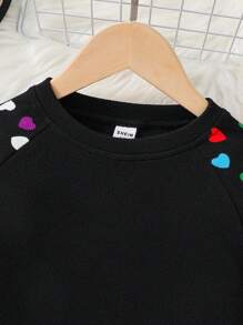 Váy suông tay raglan đan họa tiết trái tim cho bé gái - màu đen - Xem 5