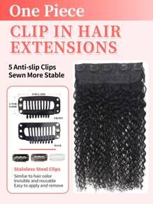 Clip In Human Hair Extensions One Piece 5 Clips 100% Real Human Hair Kinky Curly Soft One Piece Natural Human Hair Extensions