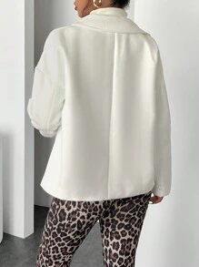 INAWLY 女士纯色简约休闲长袖夹克 - 白色 - 查看 2