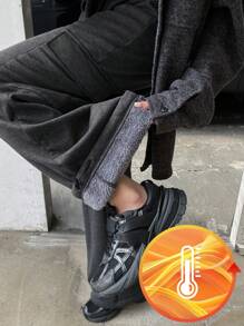 DAZY Women's Solid Color Casual Warm Fleece Sweatpants,Thermal Lined Fall,Winter Women Joggers - Dark Grey - View 1