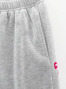 Tween Girls Butterfly Pattern Cuffed Fleece Sweatpants, Casual And Cosy Home Wear, Fall And Spring/Winter - Light Grey - View 6