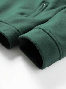 Manfinity Hypemode Áo khoác dệt kim đơn sắc có khóa kéo phía trước cho nam thời trang thu đông - xanh quân đội - Xem 6