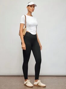 Activina Cut Out Back Raglan Sleeve Crop Sports Tee Fitted Shirt Gym Women Shirts - White - View 4