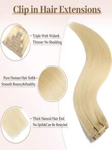 夹式接发真人发，7 件漂白金色雷米人发夹式接发直发，优质浓密接发真人发夹式接发女士 - S613 - 查看 6