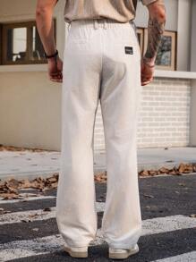 Manfinity VCAY Pantalones casuales de pierna recta con cintura elástica tejida para hombre, adecuados para otoño