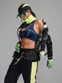 Innovista Women's Black Colorblock Adjustable Waist Luminous Zone Hiking Light Sports Long Pants, Outdoor Camping Hiking City Commute, Street Fashion Cool Casual Everyday Wear, Fall Women Pants, Adjustable Drawstring Hem Pants,Flare Leggings, FP Movement , WAG, Home Aerobic