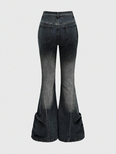 パンツ PARANOID grunge black flared denim Y2K Sunidol Womens Flare Jeans Y2K Butterfly Low Rise Denim