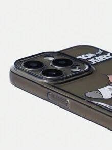 TOM & JERRY X SHEIN Funda básica para teléfono con estampado sencillo compatible con iPhone - Gris - Ver 5