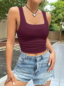 SHEIN EZwear 1 件女式方领贴身无缝吊带背心