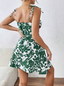 Breezaya 花卉印花打结无袖吊带夏季连衣裙迷你短款女装