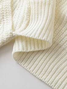 Lyrianda Plus Size Ribbed Knit Bow Decor Cardigan Sweater For Women, Long Sleeve, For Winter - White - View 6