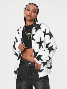 SHEIN EZwear Girls Winter Rapper Athleisure USA Graphics Keep Warm Over Size Long Sleeve Hoodies
