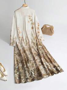 Al Najma Collared Long Sleeve Women's Modest Dress - Multicolor - View 2