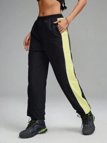 Innovista Women's Black Colorblock Adjustable Waist Luminous Zone Hiking Light Sports Long Pants, Outdoor Camping Hiking City Commute, Street Fashion Cool Casual Everyday Wear, Fall Women Pants, Adjustable Drawstring Hem Pants,Flare Leggings, FP Movement , WAG, Home Aerobic