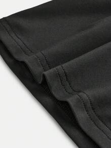 SHEIN Leap Crew Tween Girls 优雅撞色欧根纱蝴蝶结拼色正面大蝴蝶结方领长袖黑色针织 T 恤，适合秋冬、圣诞派对、学校活动 - 黑色 - 查看 5