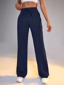 Gameset SHEIN Sport 女士纯色抽绳腰休闲运动裤