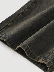 SHEIN Girlism 少女Y2K宽松休闲牛仔裤，带口袋和阔腿设计，适合夏季假期 - 深色水洗藍 - 查看 3