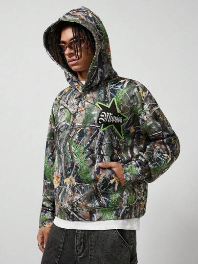 Street Life Sweat-shirt à capuche décontracté pour homme avec imprimé pentagramme et branche, pour l'automne