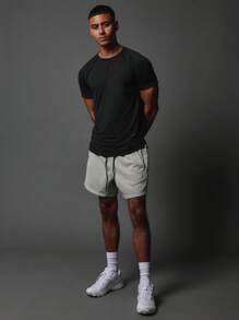 SUMWON Activewear Superior Fit Premium Breathable T-Shirt With Reflective Print & Reinforce Seam - Black - View 3