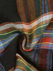 Women's Spring Half Mini Skirt With Elastic Waist And Asymmetric Hem In Color Check Pattern - Multicolor - View 6