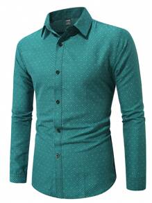 Manfinity Mode Camisa informal de una a cuadros de manga larga para hombre, otoño