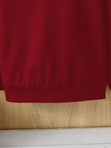 SHEIN Bluza z okrągłym dekoltem dla chłopca z motywem świątecznym i czerwoną grafiką, jesień/zima