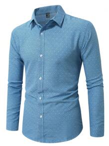 Manfinity Mode Camisa de manga larga de cuadros casual para hombre, otoño