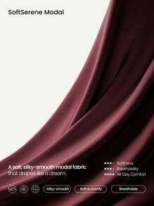 GLOWMODE Modal Silky Smooth Oversized V-Neck Hip Length Long Sleeve Sweatshirt With Thumbholes Daily Casual  Spring Summer - Burgundy - View 4