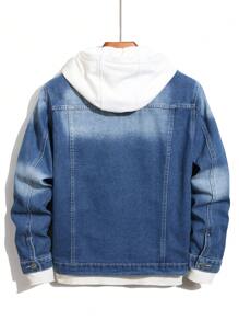 Manfinity Homme Men's Casual Gradient Washed Denim Jacket For Autumn - Dark Wash - View 2