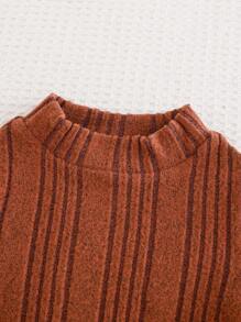 Cozy Pixies 女婴字母拼贴细节立领 T 恤和喇叭裤 - 棕色 - 查看 7