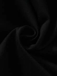 SHEIN Tween Girl 休闲运动风老鹰与字母印花撞色条纹边饰 V 领宽松运动衫，黑色，春/秋 - 黑色 - 查看 3