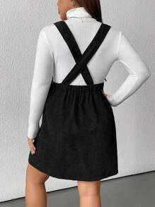SHEIN EZwear Plus Size Solid Color Sleeveless Front Button Casual Dress, Autumn/Winter