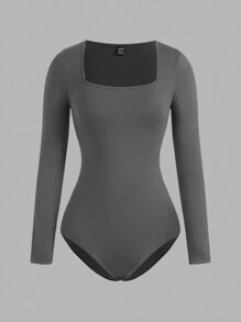 SHEIN EZwear Bộ 3 món/Bộ đồ liền thân cổ tròn vừa vặn cơ bản cho nữ & quần short cực ngắn, trang phục thường ngày cho mùa thu - Đen và trắng - Xem 10