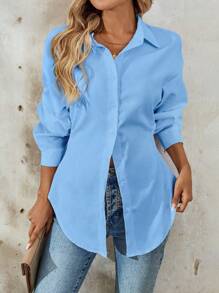 Calvaya Women's Elegant Solid Color Ruched Waist Long Sleeve Blouse, Holiday Wear Women Shirt