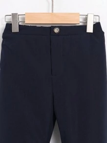 SHEIN Pantaloni tessili termici imbottiti, stile casual, vestibilità dritta, per ragazzi, tinta unita, adatti per scuola, giardino, compleanni, autunno, Ognissanti, Natale, Ringraziamento, stagione autunno/inverno