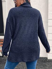 SHEIN LUNE 加大码高领长袖简约 T 恤，休闲日常穿着新年女装热卖感恩节女装