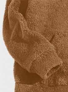 Manfinity RebelGame Men Loose Fit Cartoon Embroidery 3D Ears Design Teddy Hoodie - Brown - View 4