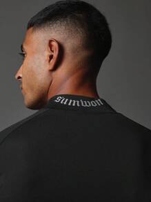 SUMWON Camiseta de Compressão com Gola Alta de Manga Longa, Detalhe de Orifício para o Polegar, Ajuste Compressivo, Top de Corrida Camada Base Reflexiva, Roupas Esportivas de Treino, Ajuste Musculoso - Preto - Visão 6