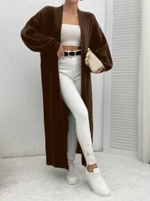 SHEIN PETITE Cardigan cu dublu buzunar pe umeri