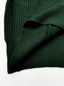 SHEIN Clasi 大码女式纯色针织V领交叉腰身修身优雅长袖套头毛衣，适合秋冬季商务、派对和休闲场合穿着。 - 綠色 - 查看 4