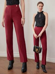 MOTF PREMIUM PRESS CREASE BUTTON DETAIL SUIT PANTS - Purple - View 9