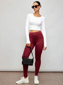 Activina 插肩袖运动长袖 T 恤和拇指孔修身衬衫 - 白色 - 查看 4