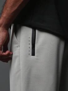 SUMWON Activewear Comfort Premium Jogger With Reflective Print & Concealed Zip Pockets - Light Grey - View 5