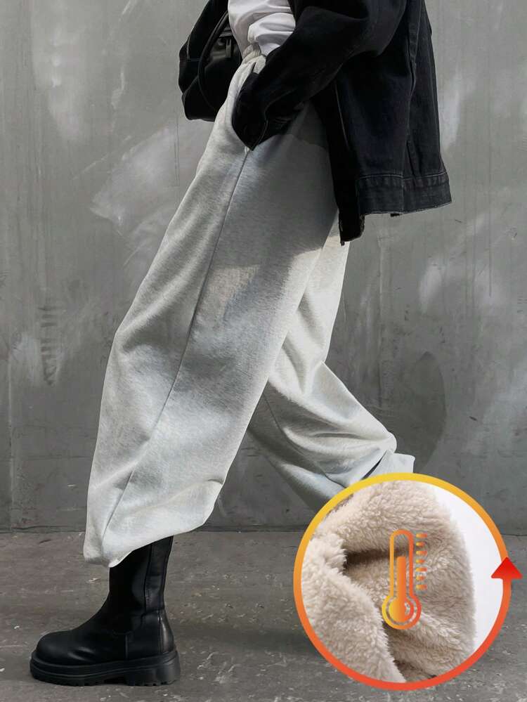 Women's Solid Color Casual Thermal Lined Warm Pants, Baggy Pants, Thermal  Lined Fall, Winter Thermal LinedDAZY