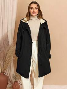 EMERY ROSE Abrigo casual de talla grande con botones delanteros de felpa, mangas largas y plisado para mujer, ideal para el otoño y el Día de Acción de Gracias