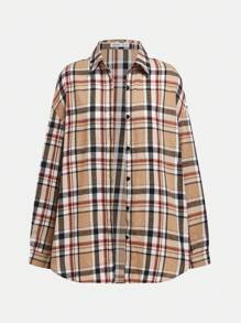 SHEIN Girlism Teen Girls 3pcs Plaid Long Sleeve Shirt, Crop Top & Flare Leg Pants Set, Casual Outfit For Fall