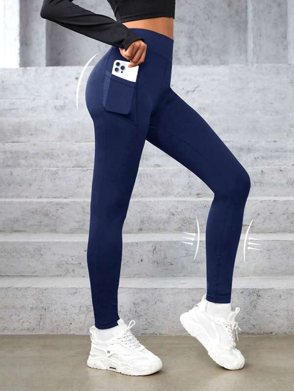SHEIN Teen Girl Solid Color Pocket Casual Sports Pants