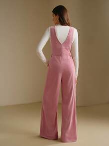 Anewsta Pijama elegante de mujer con efecto pana, decoración de bolsillo falso para uso diario