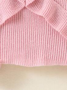 SHEIN Girls Pullover Knitted Sweater With Frill Trim, Round Neck, New Collection For Autumn/Winter - Pink - View 5