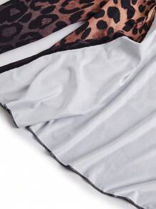 EMERY ROSE Conjunto de 2 piezas de talla grande con chaqueta de estampado degradado de leopardo y camiseta sin mangas de unicolor con pantalones, conjunto casual de otoño - Multicolor - Ver 6